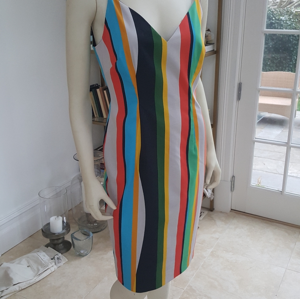 Black Halo striped statement dress.